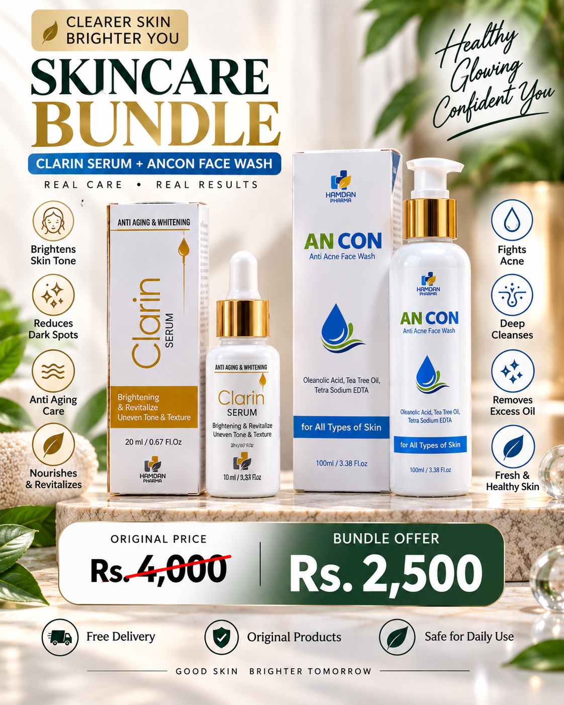 Clarin Serum + ANCON Face Wash Bundle | Special Offer