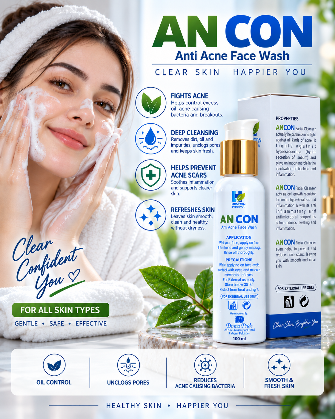 ANCON Anti Acne Face Wash – 100ml