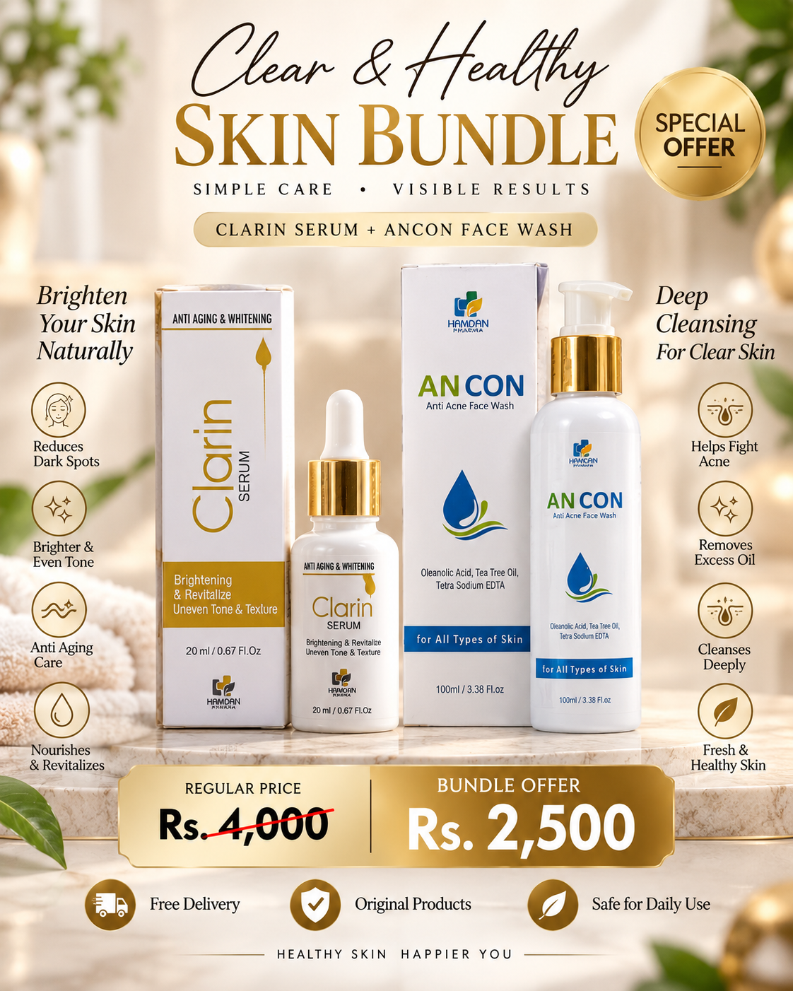 Clarin Serum + ANCON Face Wash Bundle | Special Offer